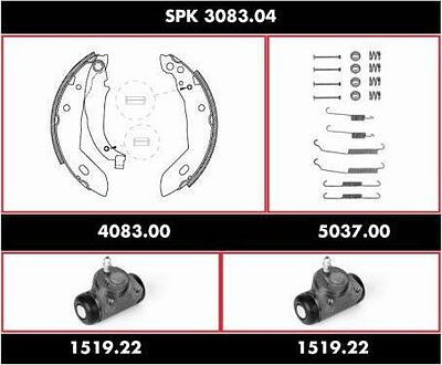 Remsa SPK 3083.04 комплект тормозов, барабанный тормозной механизм на PEUGEOT 205 I (741A/C)