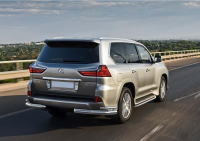 RIVAL RIVAL R.3210.007 Защита заднего бампера d76+d42 уголки + комплект крепежа, RIVAL, Lexus LX 2015- (R.3210.007)