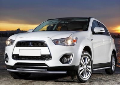 RIVAL RIVAL R.4006.003 Защита переднего бампера d57+d42 + комплект крепежа, RIVAL, Mitsubishi ASX 2010-2013-2015 (R.4006.003)
