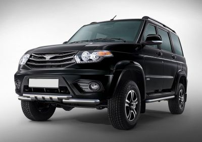 RIVAL UAZ Patriot (2014-) Защита переднего бампера d76+d57 с профильной защитой картера + крепления (R6302003)