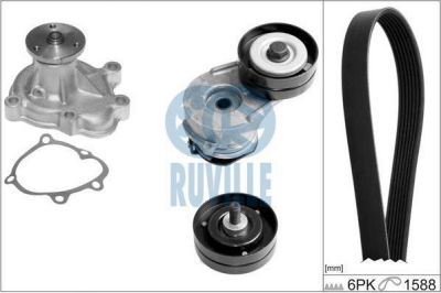 Ruville 55352801 водяной насос + комплект ручейковых ремней на OPEL CORSA C (F08, F68)