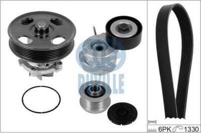 Ruville 55355803 водяной насос + комплект ручейковых ремней на OPEL CORSA D