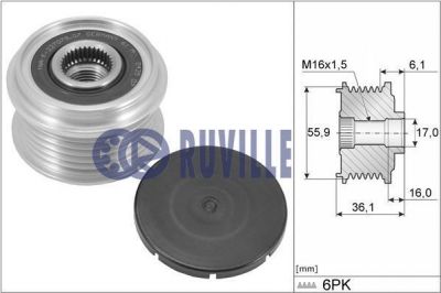 Ruville 56543 механизм свободного хода генератора на VOLVO V70 I (LV)