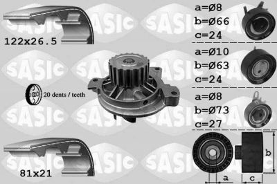 Sasic 3906049 водяной насос + комплект зубчатого ремня на VW LT 28-46 II фургон (2DA, 2DD, 2DH)