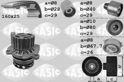 Sasic 3906077 водяной насос + комплект зубчатого ремня на AUDI Q3 (8U)