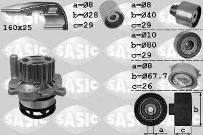 Sasic 3906078 водяной насос + комплект зубчатого ремня на SKODA FABIA