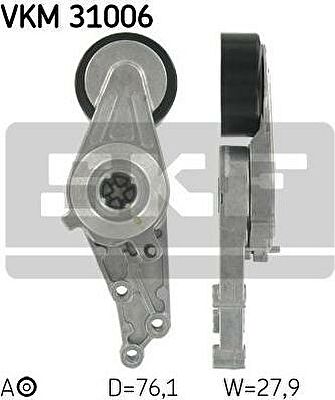 SKF VKM 31006 натяжной ролик, поликлиновой ремень на AUDI A4 кабрио (8H7, B6, 8HE, B7)