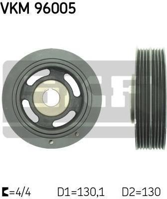 SKF VKM 96005 ременный шкив, коленчатый вал на CHEVROLET AVEO Наклонная задняя часть (T200)