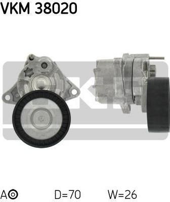 SKF VKM38020 Натяжитель ремня MB C-Class 2,2/2,0/2,7CDI 97-01, E-Class (W210) 3,2/2,7/2,0/2,2CDI 98-02, V-Class Vito(638/2, 638) 2,2CDI 99-03, Sprinter 4-t/3-t/2-t 2,2CDI 00-06 поликлиновой ремень (611 200 03 70)