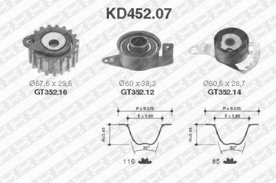 SNR KD45207 Ремень ГРМ [116 зуб.,85 зуб.] + 3 ролика