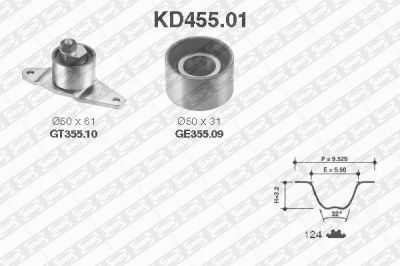 SNR KD455.01 комплект ремня грм на RENAULT 9 (L42_)