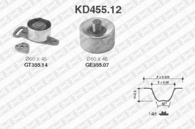 SNR KD455.12 комплект ремня грм на RENAULT 21 универсал (K48_)