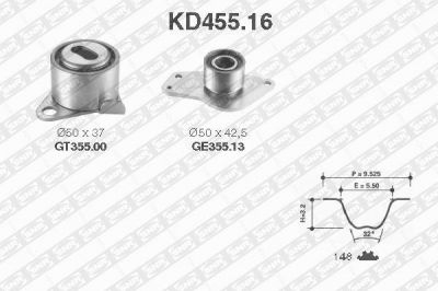 SNR KD455.16 комплект ремня грм на RENAULT CLIO I (B/C57_, 5/357_)