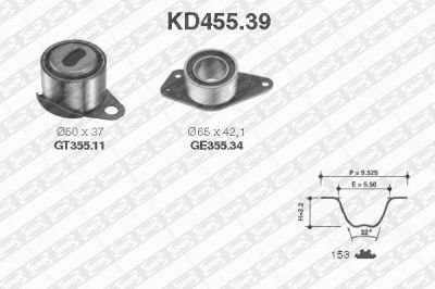 SNR KD455.39 комплект ремня грм на RENAULT LAGUNA I (B56_, 556_)