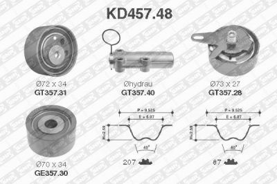 SNR KD45748 Ремень ГРМ [207 зуб.,87 зуб.] + 3 ролика +успокоитель