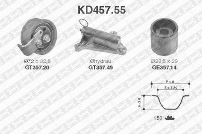 SNR KD45755 Ремень ГРМ [25-mm ,153 зуб.] + 2 ролика + натяжитель