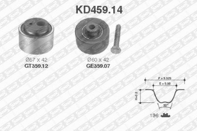 SNR KD45914 Ремень ГРМ [136 зуб., 25,4mm] + 2 ролика