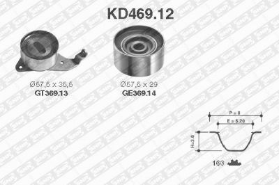 SNR KD46912 Ремень ГРМ [163 зуб., 27mm] +2 ролика