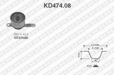 SNR KD474.08 комплект ремня грм на HONDA CIVIC VI Hatchback (EJ, EK)