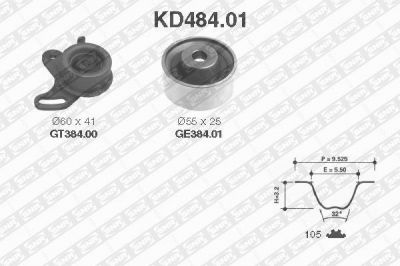 SNR KD484.01 комплект ремня грм на HYUNDAI LANTRA II Wagon (J-2)