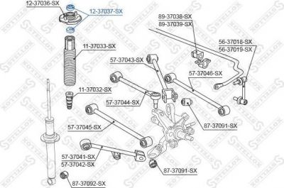 Stellox 12-37037-SX подшипник качения, опора стойки амортизатора на HONDA CIVIC VI Hatchback (EJ, EK)