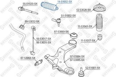 Stellox 14-51002-SX пыльник, рулевое управление на HYUNDAI GETZ (TB)