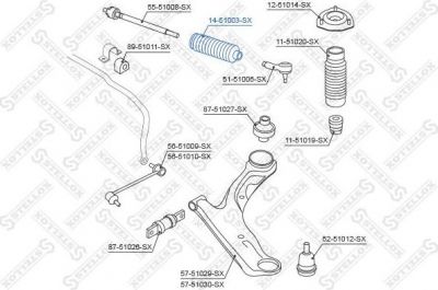 Stellox 14-51003-SX пыльник, рулевое управление на HYUNDAI SANTA FE I (SM)