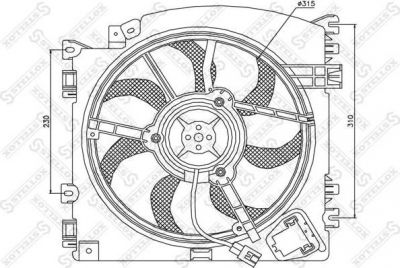 Stellox 29-99227-SX вентилятор, охлаждение двигателя на RENAULT CLIO II (BB0/1/2_, CB0/1/2_)