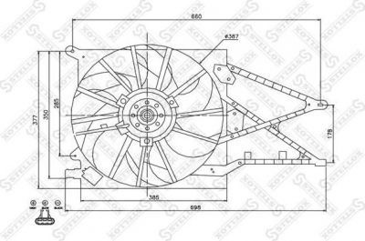 Stellox 29-99309-SX вентилятор, охлаждение двигателя на OPEL ASTRA G универсал (F35_)