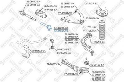 Stellox 51-00236-SX наконечник поперечной рулевой тяги на NISSAN 350 Z (Z33)
