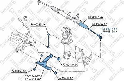 Stellox 51-00314-SX наконечник поперечной рулевой тяги на PEUGEOT BIPPER Tepee