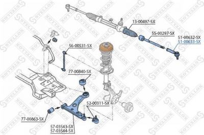 Stellox 51-00633-SX наконечник поперечной рулевой тяги на OPEL CORSA D