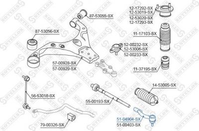 Stellox 51-04904-SX наконечник поперечной рулевой тяги на HYUNDAI TUCSON (JM)