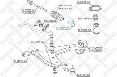 Stellox 51-51008-SX наконечник поперечной рулевой тяги на HYUNDAI S COUPE (SLC)