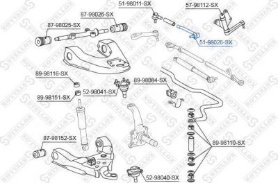 Stellox 51-98026-SX наконечник поперечной рулевой тяги на TOYOTA HILUX II пикап (LN8_, RN5_, LN6_, YN6_, YN5_, LN5_, RN6_)