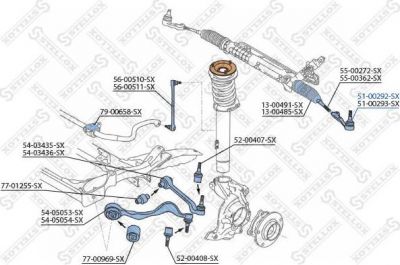 STELLOX 51-00292-SX наконечник рулевой левый! E90/E91/E87 04> (5100292SX)