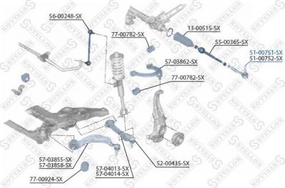 STELLOX 51-00751-SX наконечник рулевой левый! F10/F07/F11/F12/F13/F01/F02/F03/F04 08> (5100751SX)