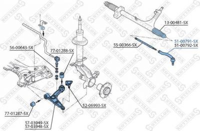STELLOX 51-00791-SX_наконечник рулевой левый! Fiat Ducato, Citroen Jumper, Peugeot Boxer 2.2D/Hdi 06> (5100791SX)
