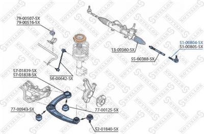 STELLOX 51-00804-SX_наконечник рулевой левый! Peugeot 308/3008/5008 all 07>/Citroen Berlingo all 08> (5100804SX)