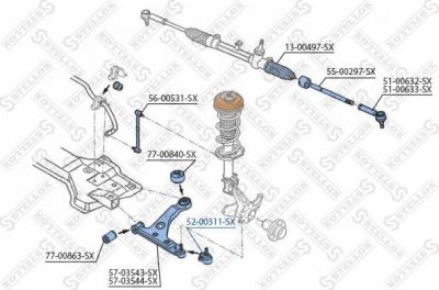 Stellox 52-00311-SX несущий / направляющий шарнир на FIAT FIORINO фургон/универсал (225)