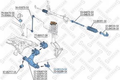 Stellox 52-00323-SX несущий / направляющий шарнир на VOLVO V50 (MW)