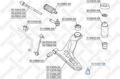 Stellox 52-53007-SX несущий / направляющий шарнир на HYUNDAI i10 (PA)