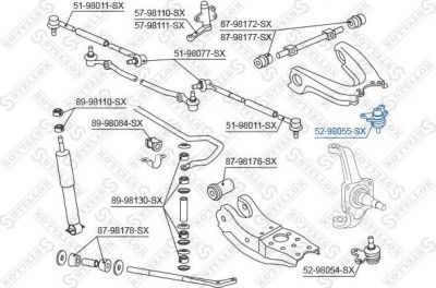 Stellox 52-98055-SX несущий / направляющий шарнир на TOYOTA HILUX II пикап (LN8_, RN5_, LN6_, YN6_, YN5_, LN5_, RN6_)