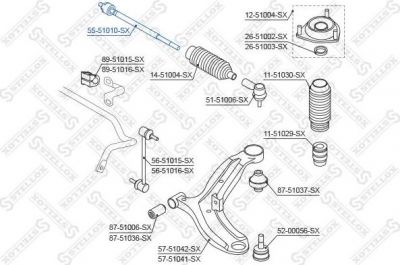 Stellox 55-51010-SX осевой шарнир, рулевая тяга на HYUNDAI GETZ (TB)