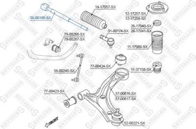 STELLOX 55-00166-SX_тяга рулевая! Suzuki Grand Vitara 1.6/1.9/2.0 06> (5500166SX)