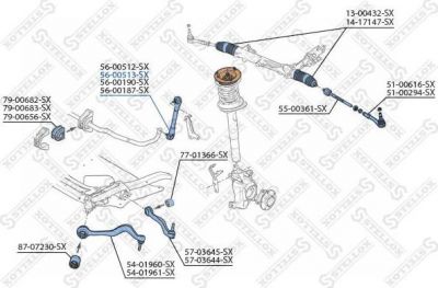 Stellox 56-00513-SX тяга / стойка, стабилизатор на 5 (E60)