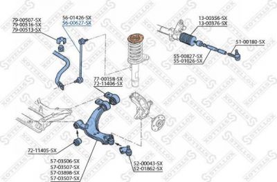 Stellox 56-00627-SX тяга / стойка, стабилизатор на PEUGEOT 306 (7B, N3, N5)