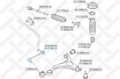 Stellox 56-07305-SX тяга / стойка, стабилизатор на HYUNDAI SANTA FE II (CM)