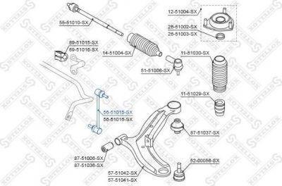 Stellox 56-51015-SX тяга / стойка, стабилизатор на HYUNDAI GETZ (TB)