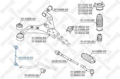 Stellox 56-53018-SX тяга / стойка, стабилизатор на KIA SPORTAGE (JE_, KM_)